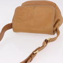 LOEWE Anagram Shoulder Bag Leather Beige Gold Auth 190988-7