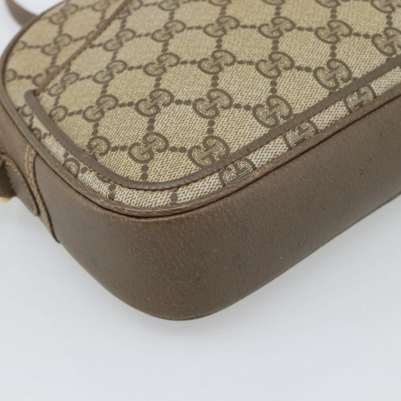 GUCCI GG Supreme Web Sherry Line Shoulder Bag PVC Beige Gold Auth 190994
