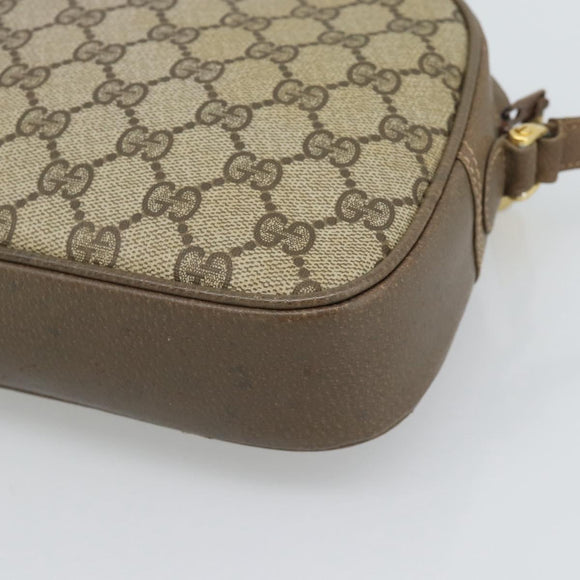 GUCCI GG Supreme Web Sherry Line Shoulder Bag PVC Beige Gold Auth 190994
