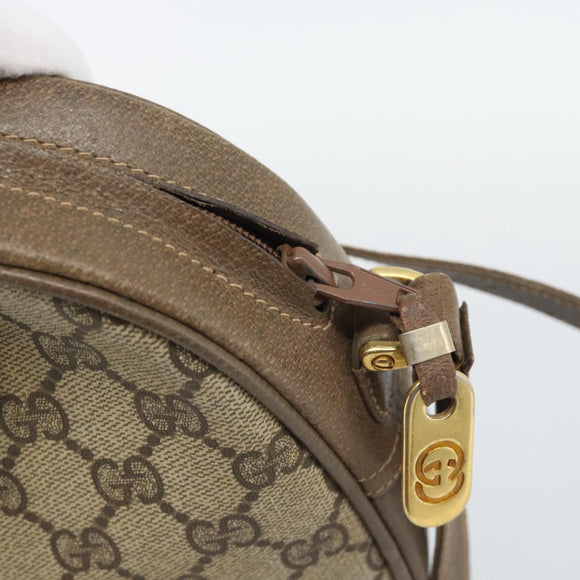 GUCCI GG Supreme Web Sherry Line Shoulder Bag PVC Beige Gold Auth 190994