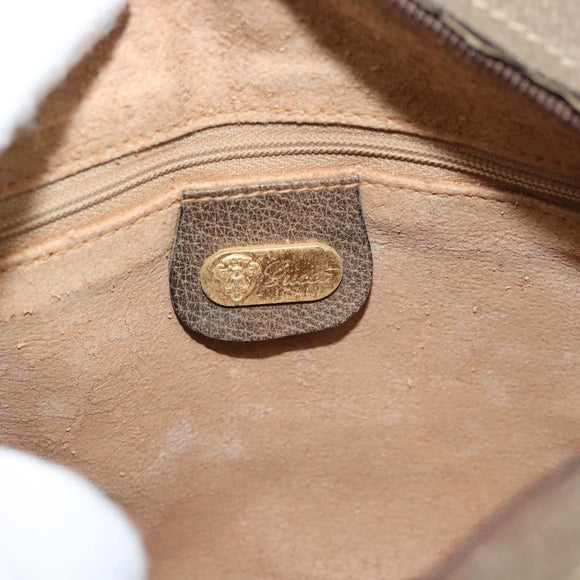 GUCCI GG Supreme Web Sherry Line Shoulder Bag PVC Beige Gold Auth 190994