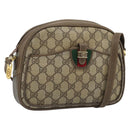 GUCCI GG Supreme Web Sherry Line Shoulder Bag PVC Beige Gold Auth 190994-1