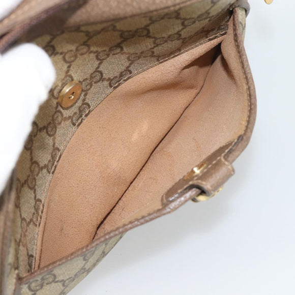 GUCCI GG Supreme Web Sherry Line Shoulder Bag PVC Beige Gold Auth 190994