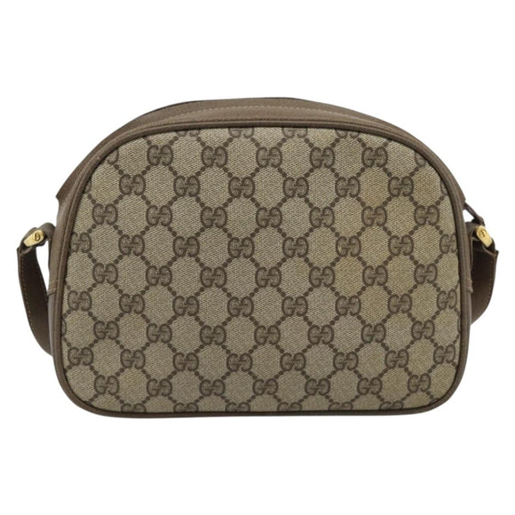 GUCCI GG Supreme Web Sherry Line Shoulder Bag PVC Beige Gold Auth 190994