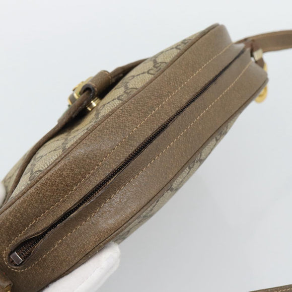 GUCCI GG Supreme Web Sherry Line Shoulder Bag PVC Beige Gold Auth 190994