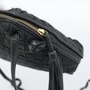BOTTEGA VENETA INTRECCIATO Shoulder Bag Canvas Black Gold Auth 190995-10