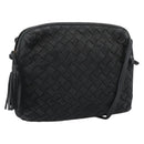 BOTTEGA VENETA INTRECCIATO Shoulder Bag Canvas Black Gold Auth 190995-1
