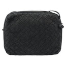 BOTTEGA VENETA INTRECCIATO Shoulder Bag Canvas Black Gold Auth 190995-2