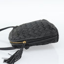 BOTTEGA VENETA INTRECCIATO Shoulder Bag Canvas Black Gold Auth 190995-3