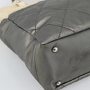 CHANEL Paris Biarritz PM Tote Bag Coated Canvas Silver CC Auth 191000-15