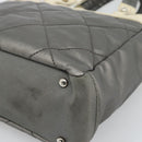 CHANEL Paris Biarritz PM Tote Bag Coated Canvas Silver CC Auth 191000-16
