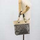 CHANEL Paris Biarritz PM Tote Bag Coated Canvas Silver CC Auth 191000-23