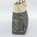 CHANEL Paris Biarritz PM Tote Bag Coated Canvas Silver CC Auth 191000-3