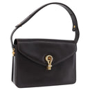 GUCCI Shoulder Bag Leather Dark Brown Gold Auth 191010-1