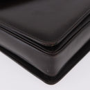 GUCCI Shoulder Bag Leather Dark Brown Gold Auth 191010-10