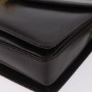 GUCCI Shoulder Bag Leather Dark Brown Gold Auth 191010-11