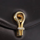 GUCCI Shoulder Bag Leather Dark Brown Gold Auth 191010-14