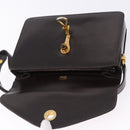 GUCCI Shoulder Bag Leather Dark Brown Gold Auth 191010-15