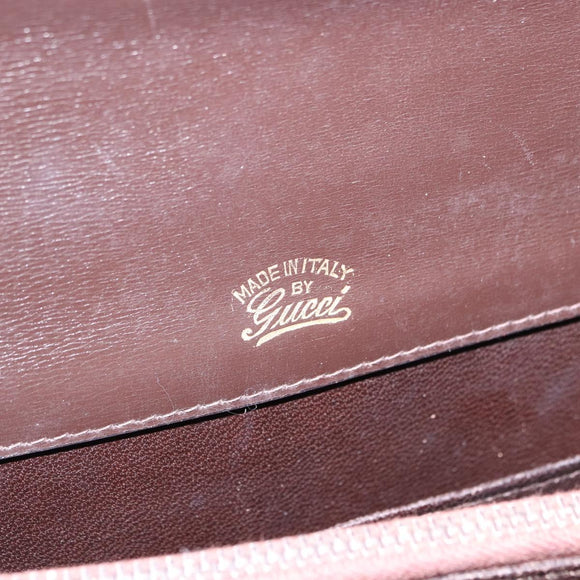 GUCCI Shoulder Bag Leather Dark Brown Gold Auth 191010