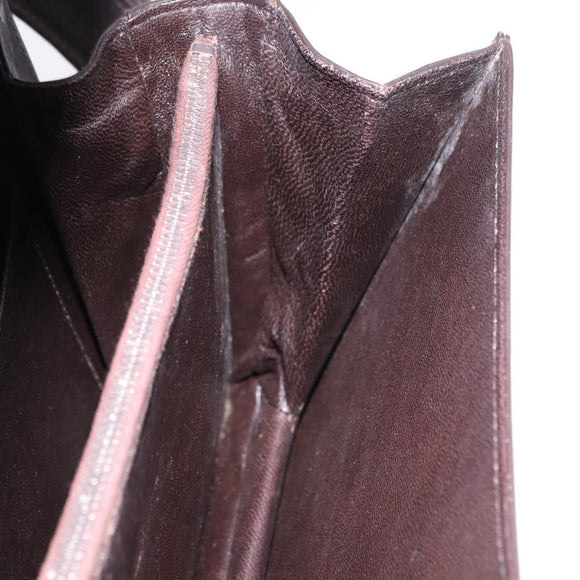 GUCCI Shoulder Bag Leather Dark Brown Gold Auth 191010