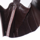 GUCCI Shoulder Bag Leather Dark Brown Gold Auth 191010-22