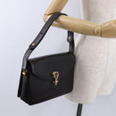 GUCCI Shoulder Bag Leather Dark Brown Gold Auth 191010-25