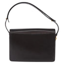 GUCCI Shoulder Bag Leather Dark Brown Gold Auth 191010-3