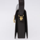 GUCCI Shoulder Bag Leather Dark Brown Gold Auth 191010-4