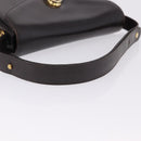 GUCCI Shoulder Bag Leather Dark Brown Gold Auth 191010-7