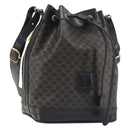 CELINE Macadam Canvas Shoulder Bag PVC Leather Black Gold Auth 191013A-1