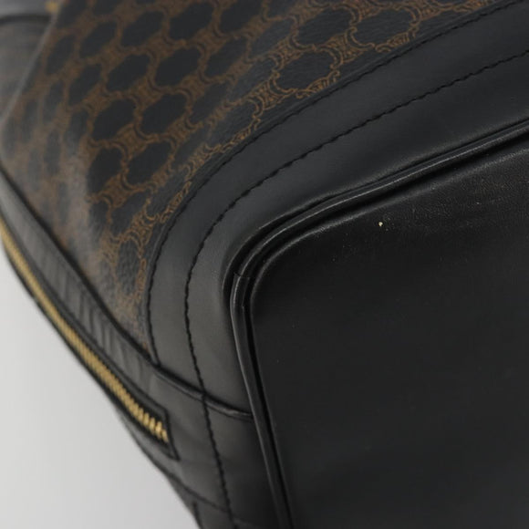 CELINE Macadam Canvas Shoulder Bag PVC Leather Black Gold Auth 191013A