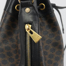 CELINE Macadam Canvas Shoulder Bag PVC Leather Black Gold Auth 191013A-16