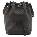 CELINE Macadam Canvas Shoulder Bag PVC Leather Black Gold Auth 191013A-2