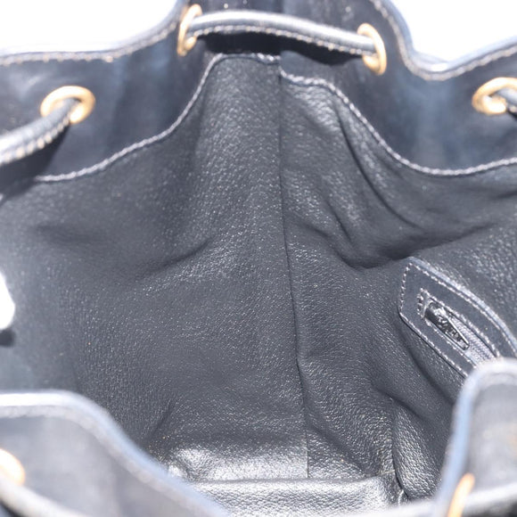 CELINE Macadam Canvas Shoulder Bag PVC Leather Black Gold Auth 191013A