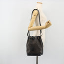 CELINE Macadam Canvas Shoulder Bag PVC Leather Black Gold Auth 191013A-24