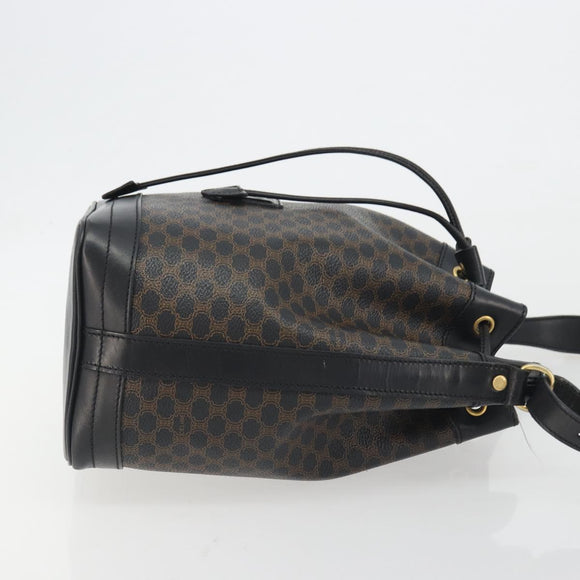CELINE Macadam Canvas Shoulder Bag PVC Leather Black Gold Auth 191013A
