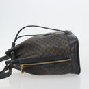 CELINE Macadam Canvas Shoulder Bag PVC Leather Black Gold Auth 191013A-5