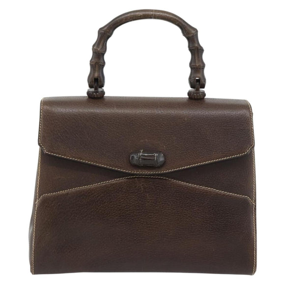 GUCCI Bamboo Hand Bag Leather Brown Auth 191015