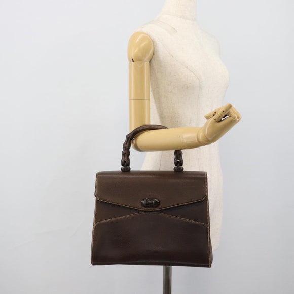 GUCCI Bamboo Hand Bag Leather Brown Auth 191015