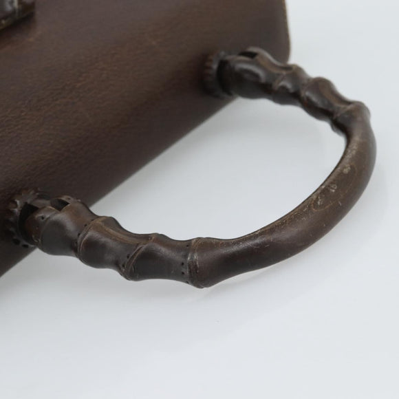 GUCCI Bamboo Hand Bag Leather Brown Auth 191015