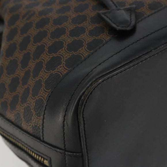 CELINE Macadam Shoulder Bag PVC Leather Black Gold Auth 191016