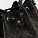 CELINE Macadam Shoulder Bag PVC Leather Black Gold Auth 191016-17