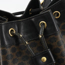 CELINE Macadam Shoulder Bag PVC Leather Black Gold Auth 191016-10