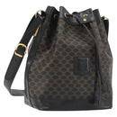 CELINE Macadam Shoulder Bag PVC Leather Black Gold Auth 191016-1