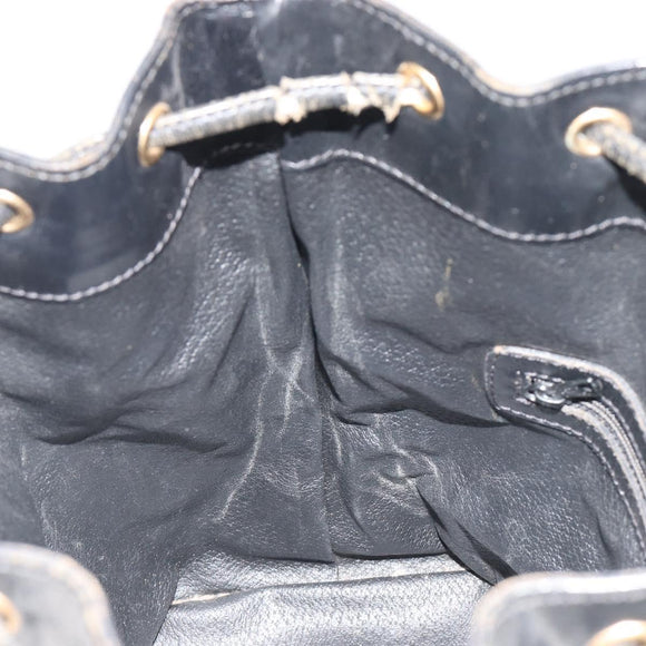 CELINE Macadam Shoulder Bag PVC Leather Black Gold Auth 191016