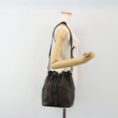 CELINE Macadam Shoulder Bag PVC Leather Black Gold Auth 191016-24