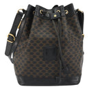 CELINE Macadam Shoulder Bag PVC Leather Black Gold Auth 191016-13