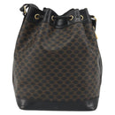 CELINE Macadam Shoulder Bag PVC Leather Black Gold Auth 191016-2