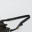 CELINE Macadam Shoulder Bag PVC Leather Black Gold Auth 191016-8