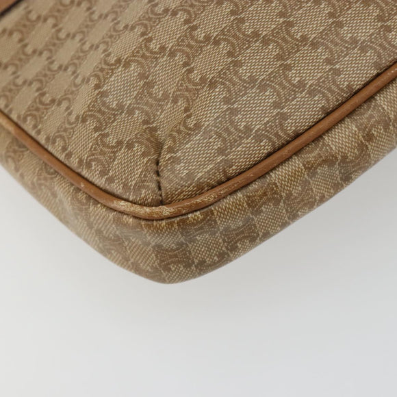 CELINE Macadam Shoulder Bag PVC Leather Beige Gold Auth 191017A